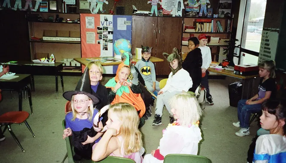 A classroom celebration · 1998