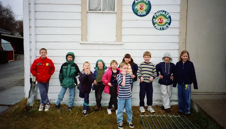 A group on the front steps · 2000