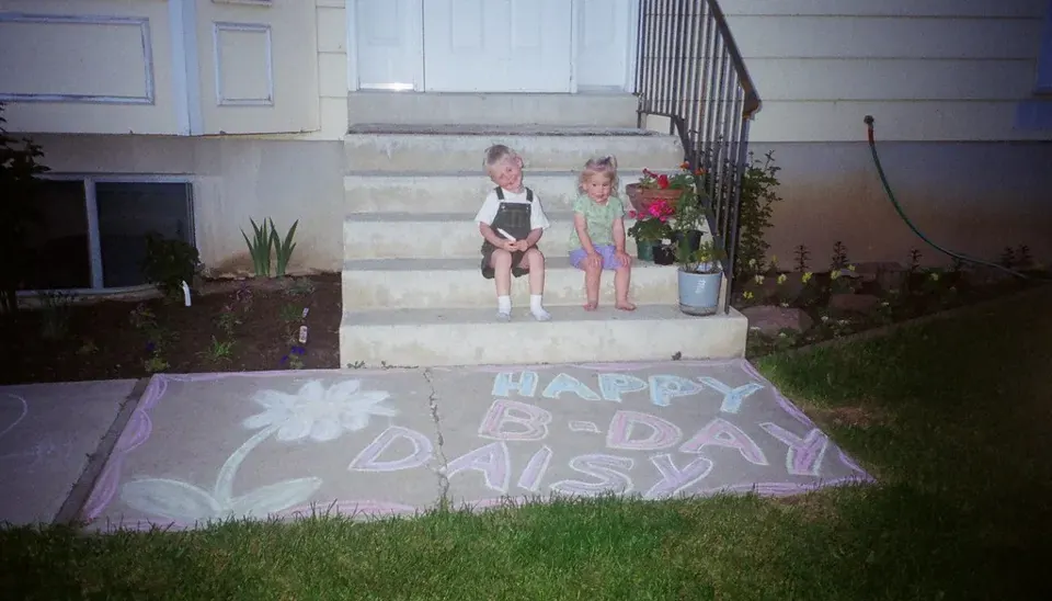 A sidewalk covered in chalk · 2000